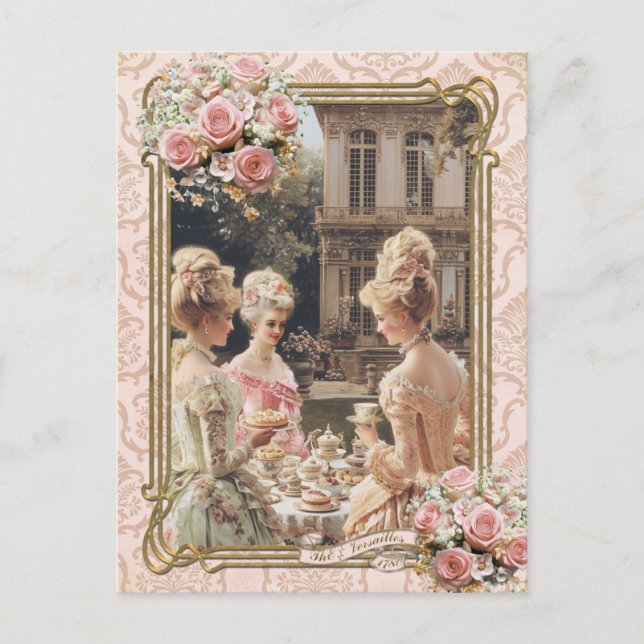 Marie Antoinette,French,Paris,tea,cake,roses ポストカー Postcard (Front)