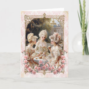 Marie Antoinette,French,Paris,tea,cake,roses 招待状 Thank You Card