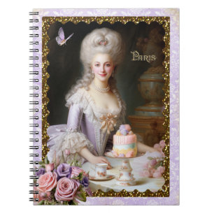 Marie Antoinette,French,Paris,tea,cake,roses Notebook