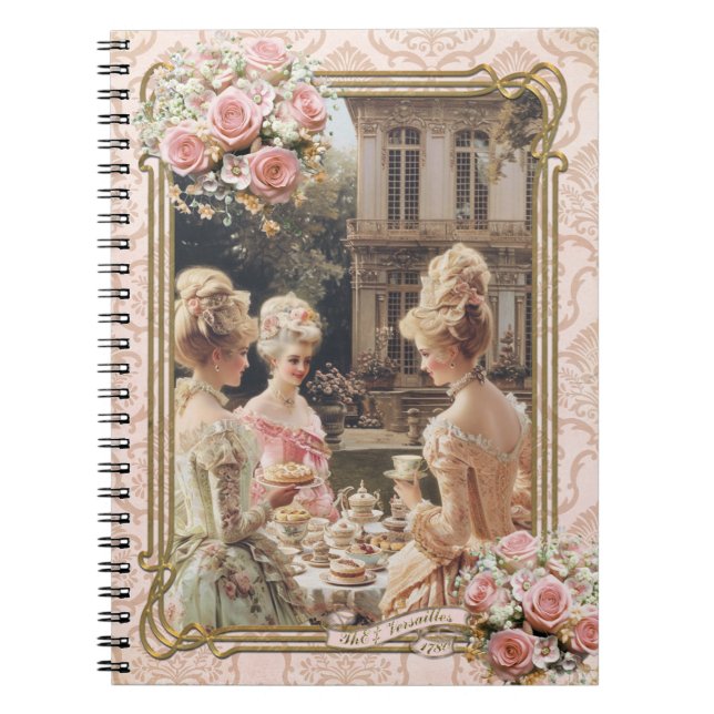 Marie Antoinette,French,Paris,tea,cake,roses Notep Notebook (Front)