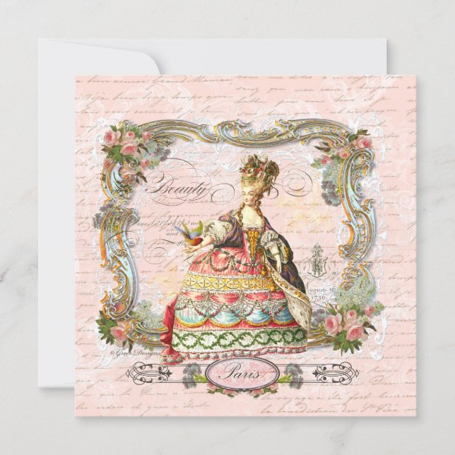 Marie Antoinette French Script and Pink Roses (Front)