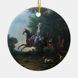 Marie Antoinette Hunting by Louis Auguste Brun Ceramic Ornament