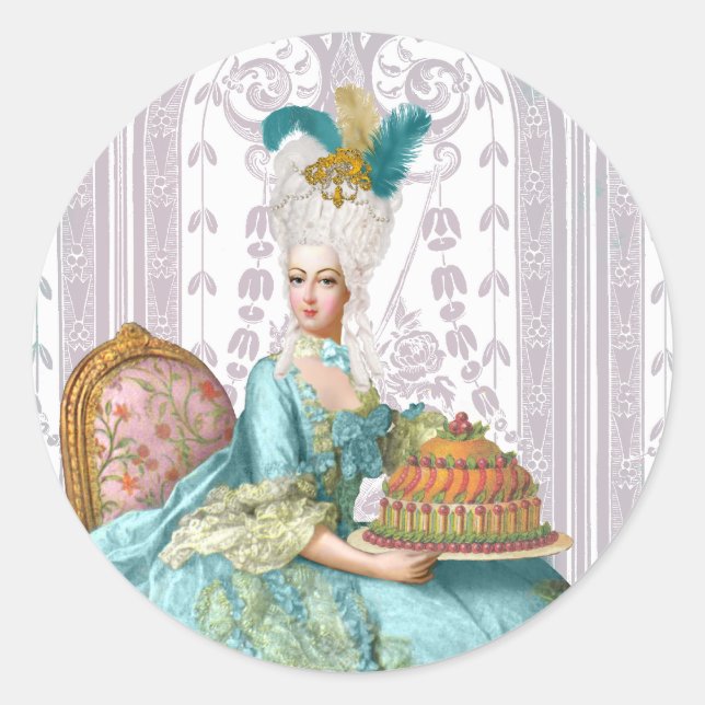 Marie Antoinette in Aqua Classic Round Sticker (Front)