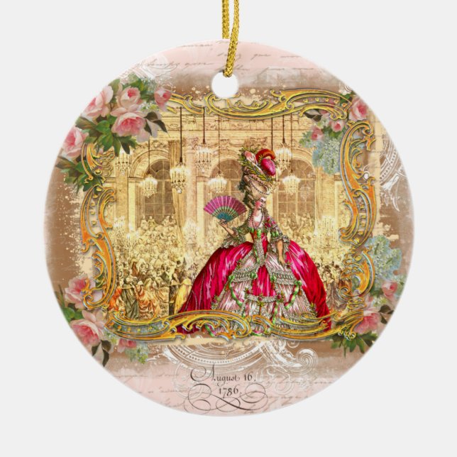 Marie Antoinette in Pink Christmas Ornament (Front)