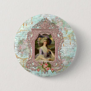 Marie Antoinette in Pink Frame 6 Cm Round Badge
