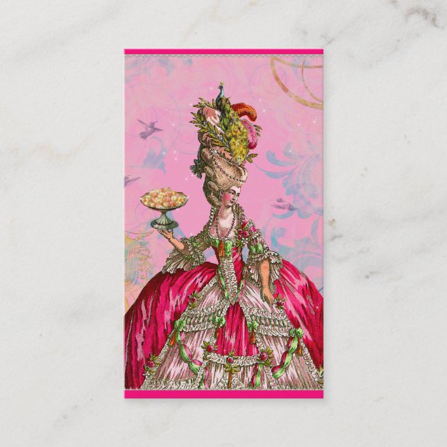 Marie Antoinette in Pink with Peacock Business Card (Front)