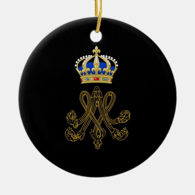 Marie Antoinette Monogram Ceramic Tree Decoration (Front)