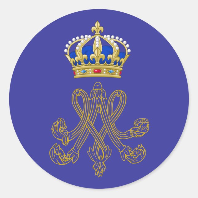 Marie Antoinette Monogram Classic Round Sticker (Front)