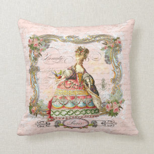 Marie Antoinette Paris and Pink Roses Cushion