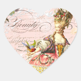 Marie Antoinette Paris Pink Roses Heart Sticker