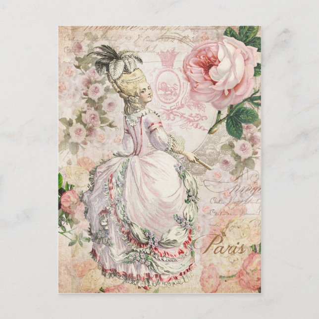 Marie Antoinette,Paris,shabby,pink,rose,Postcard Postcard (Front)