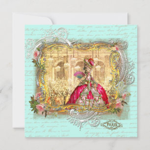 Marie Antoinette Party at Versailles in Aqua Note Card