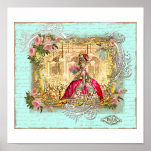 Marie Antoinette Party at Versailles in Aqua Poster
