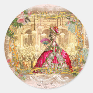 Marie Antoinette Party in Pink at Versailles Classic Round Sticker