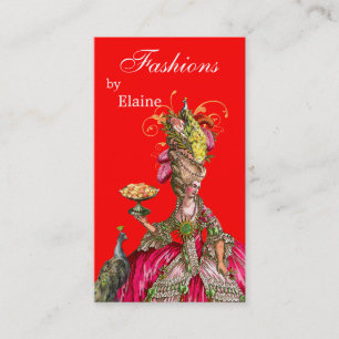 Marie Antoinette peacock and cake Business Card