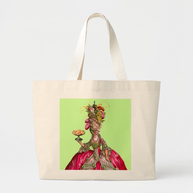 Marie Antoinette Peacock Cake Large Tote Bag (Front)