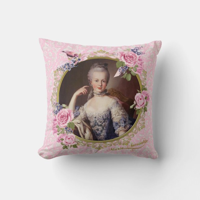 Marie Antoinette Pink Floral Pillow クッション (Front)