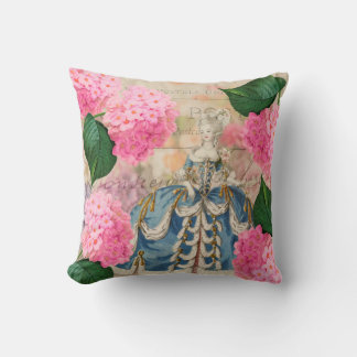 Marie Antoinette Pink Hydrangeas Throw Pillow