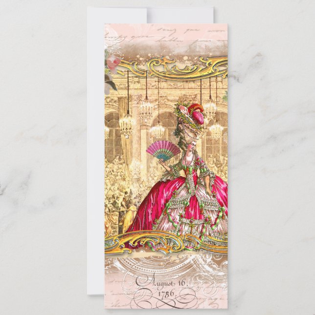 Marie Antoinette Pink Party at Versailles Invitation (Front)