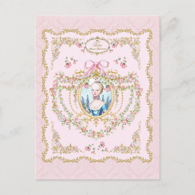 Marie Antoinette pink rose frame Postcard (Front)