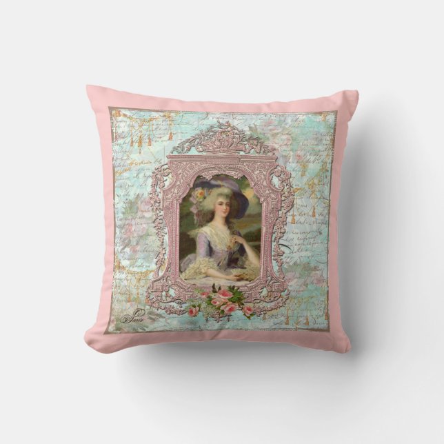 Marie Antoinette Pink Roses Cushion (Front)