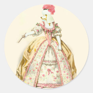 Marie Antoinette Poodle Classic Round Sticker
