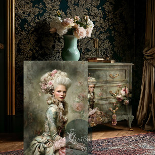 Marie Antoinette Portrait Baroque Pink Roses Tissue Paper