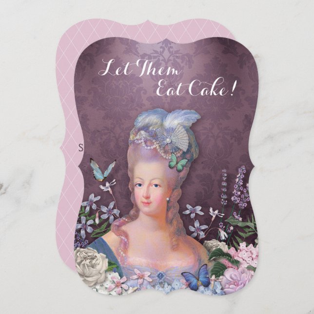 Marie Antoinette Purple Floral Invitation (Front/Back)