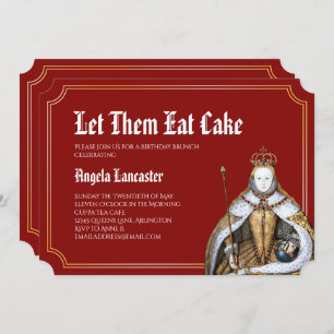 Marie Antoinette Red Birthday Brunch Party Invitation