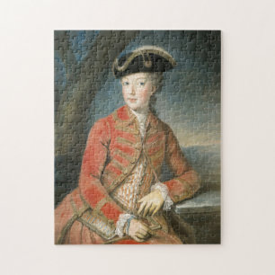 Marie Antoinette red hunting attire Jigsaw Puzzle