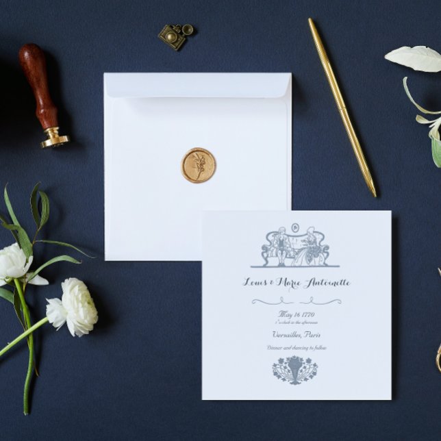 Marie Antoinette Rococo Blue Wedding Invitation (Creator Uploaded)