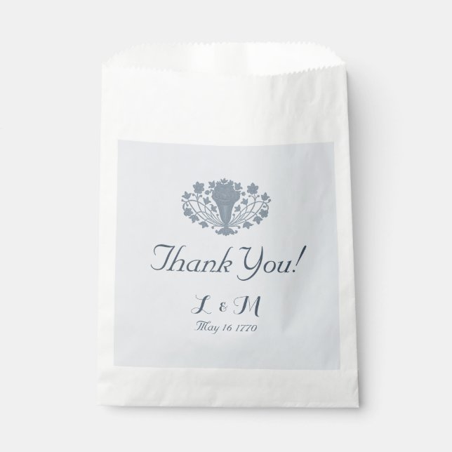 Marie Antoinette Rococo Dusty Blue Thank You Favour Bag (Front)
