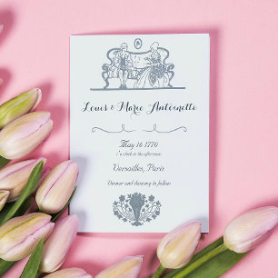 Marie Antoinette Rococo Dusty Blue Wedding Invitation