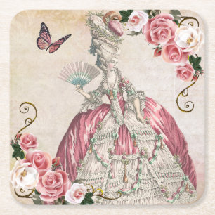 Marie Antoinette Rosecoaster AA Square Paper Coaster
