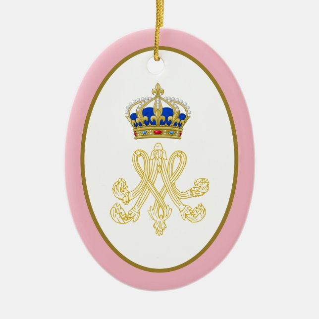 Marie Antoinette Royal Monogram Ceramic Ornament (Front)