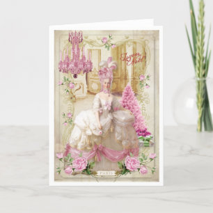 Marie Antoinette  Versailles Pink Christmas Card