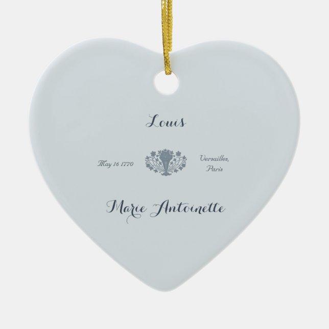 Marie Antoinette Wedding Rococo Dusty Blue Ceramic Ornament (Front)