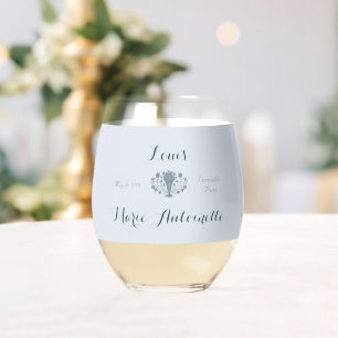 Marie Antoinette Wedding Rococo Dusty Blue Stemless Wine Glass
