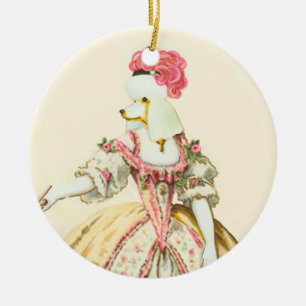 Marie Antoinette White Poodle Christmas Ornament