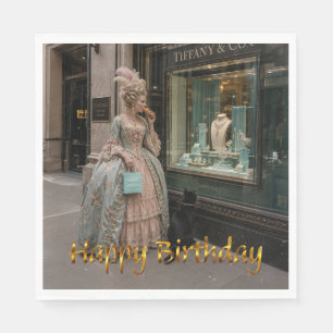 Marie Antoinette Window Shopping Happy Birthday Napkin