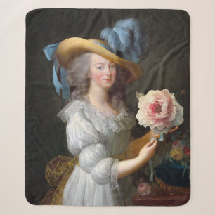 Marie Antoinette with a pink peony Sherpa Blanket