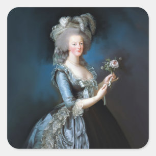 Marie Antoinette with a rose Square Sticker