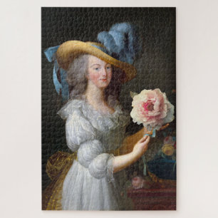 Marie Antoinette with Pink Anemone Flower Jigsaw Puzzle