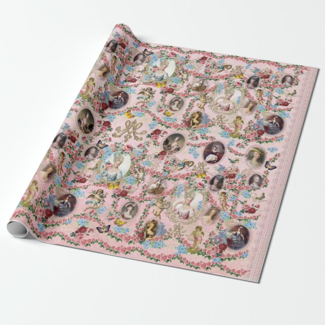 Marie Antoinette Wrapping Paper Rose of Versailles (Unrolled)