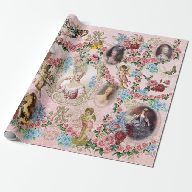 Marie Antoinette Wrapping Paper Rose of Versailles (Unrolled)