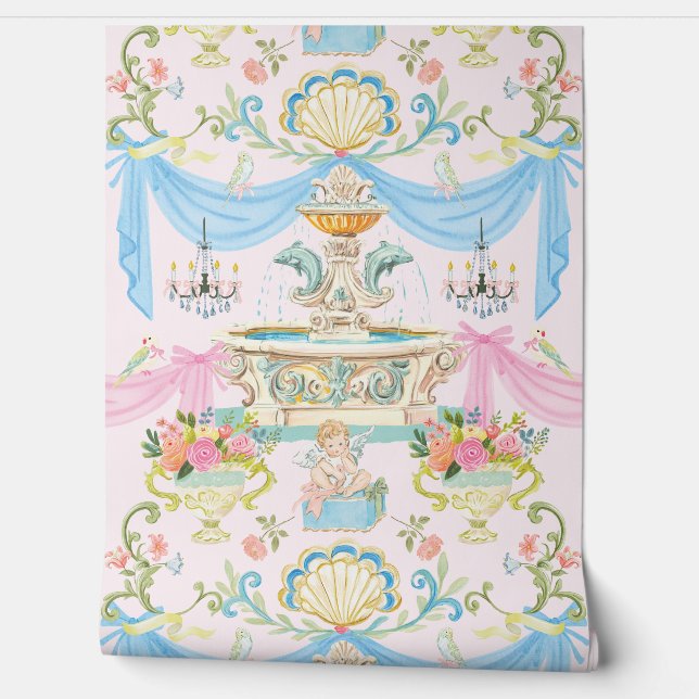 Marie Antoniette Palace of Versailles Fountain Wallpaper (Unrolling)