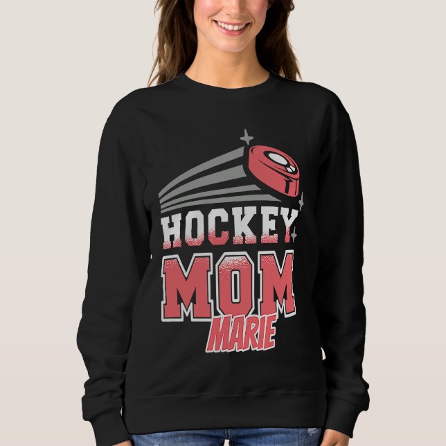 Marie Hockey Mom With Puck Womens Sweatshirt (Front)