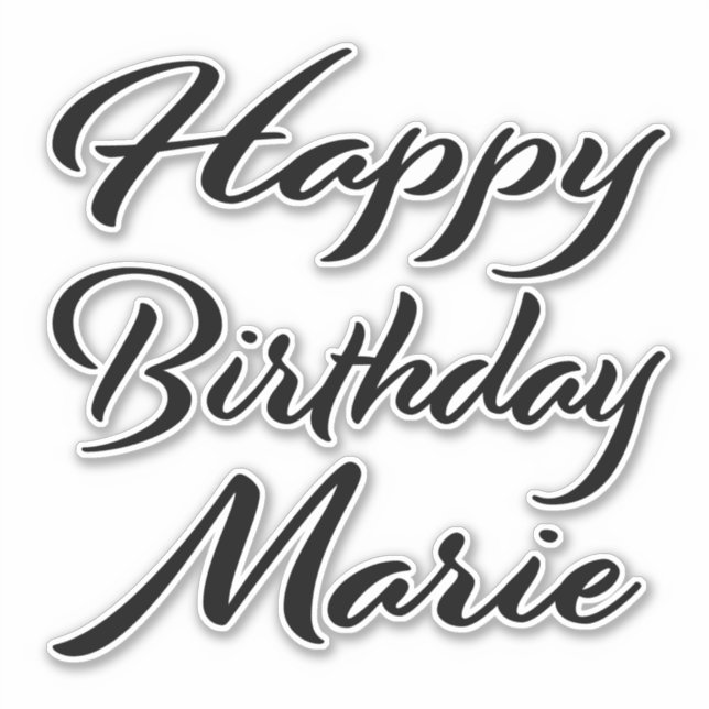 Marie Name First Name black Sticker Birthday (Front)