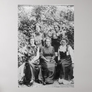 Marie Sklodowska Curie with her Four Students Poster