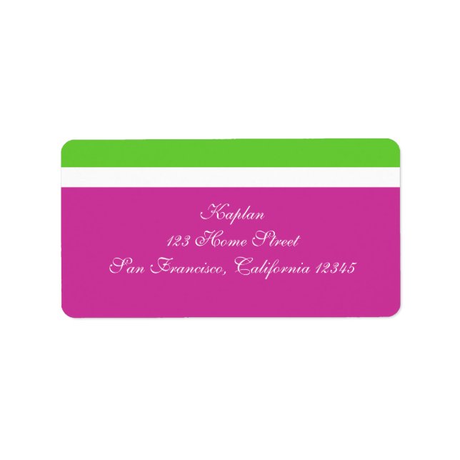 Marielle Address Label Pink Green Wedding Mitzvah (Front)